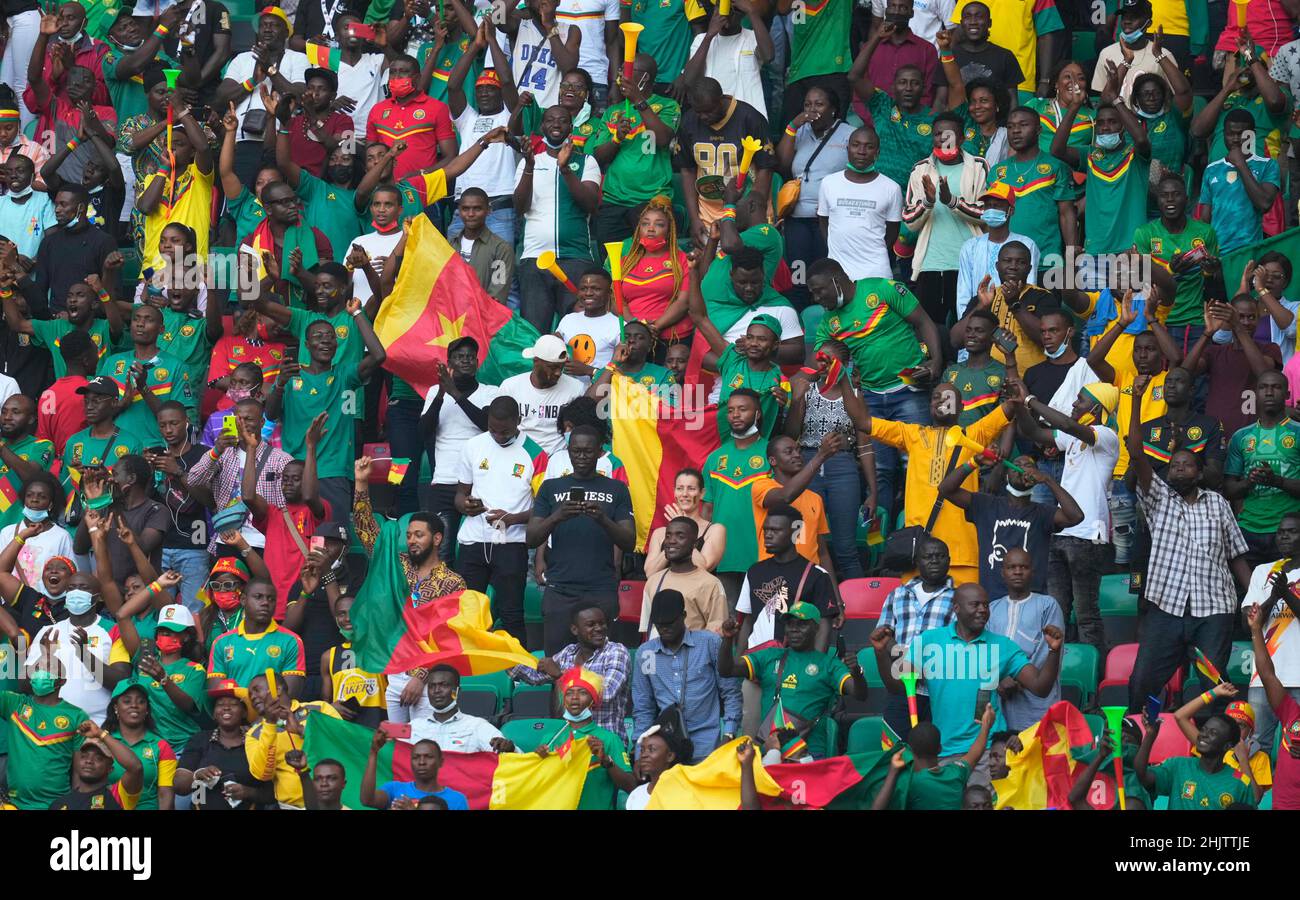 Yaoundé, Cameroon, January, 9, 2022: Fans during Cameroon v Burkina Faso- Africa Cup of Nations at Paul Biya Stadium. Kim Price/CSM. Stock Photo