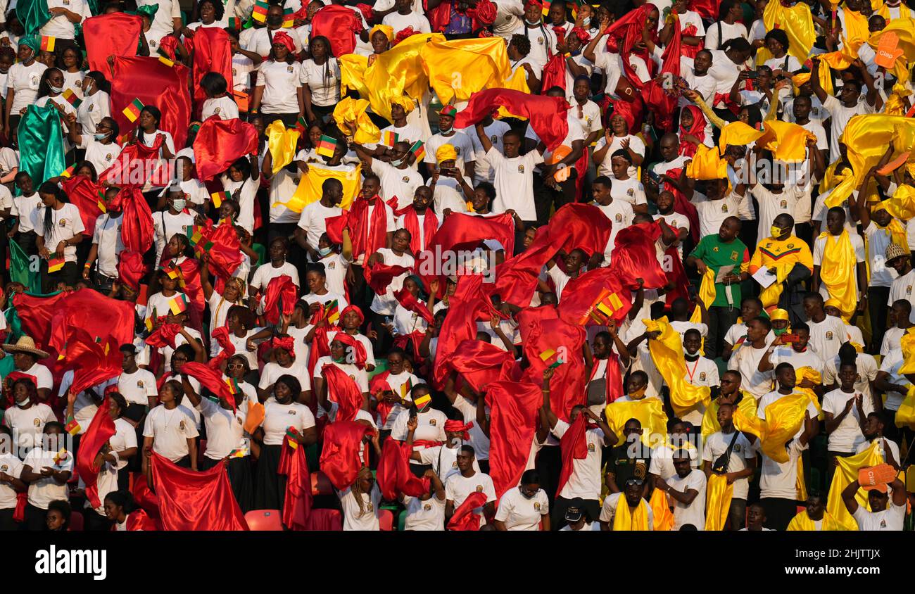 Yaoundé, Cameroon, January, 9, 2022: Fans during Cameroon v Burkina Faso- Africa Cup of Nations at Paul Biya Stadium. Kim Price/CSM. Stock Photo