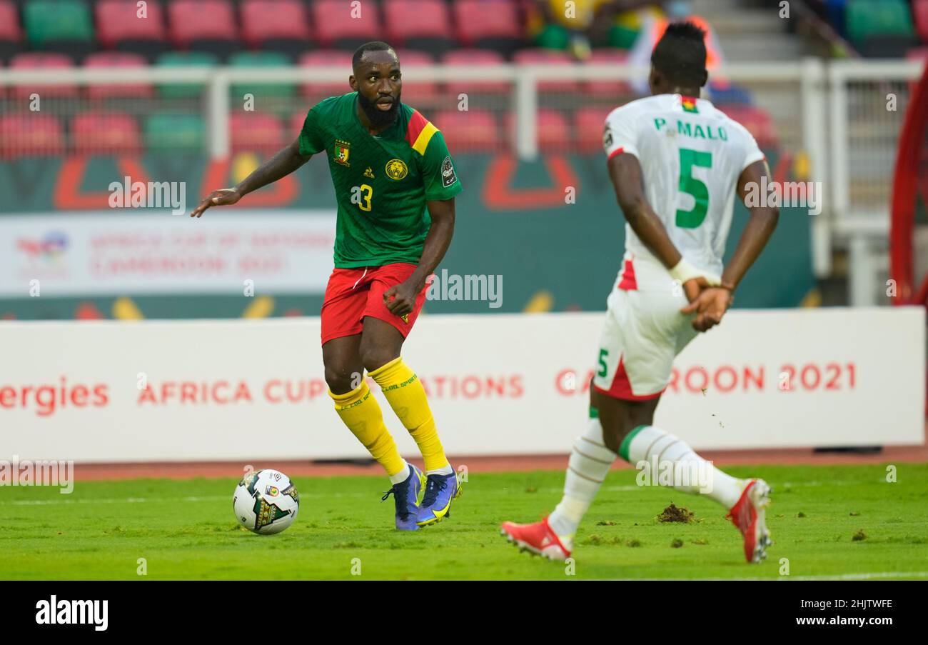 Yaoundé, Cameroon, January, 9, 2022: Moumi Ngamaleu of Cameroon during Cameroon v Burkina Faso- Africa Cup of Nations at Paul Biya Stadium. Kim Price/CSM. Stock Photo
