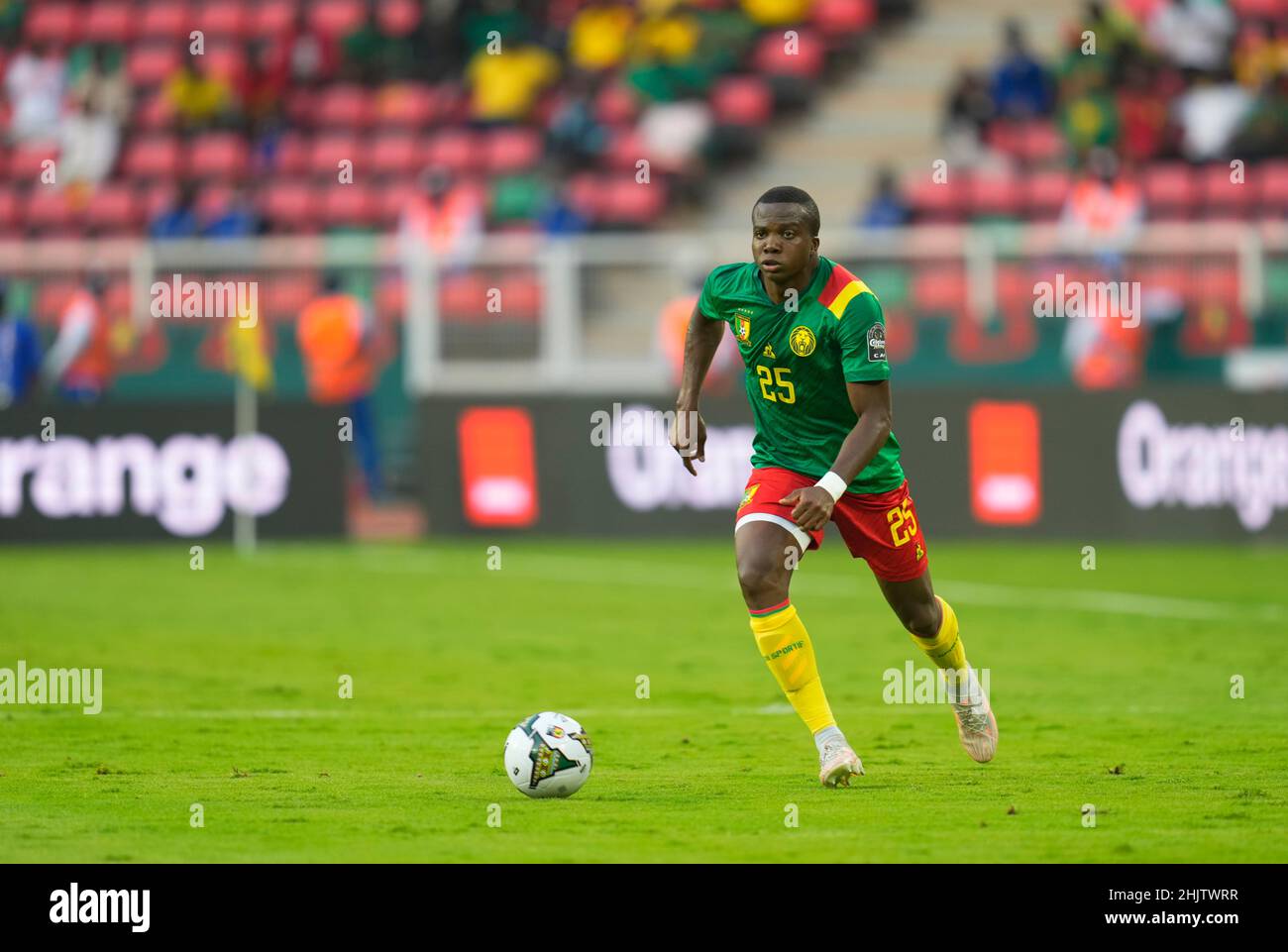 Yaoundé, Cameroon, January, 9, 2022: Nouhou Tolo of Cameroon during Cameroon v Burkina Faso- Africa Cup of Nations at Paul Biya Stadium. Kim Price/CSM. Stock Photo