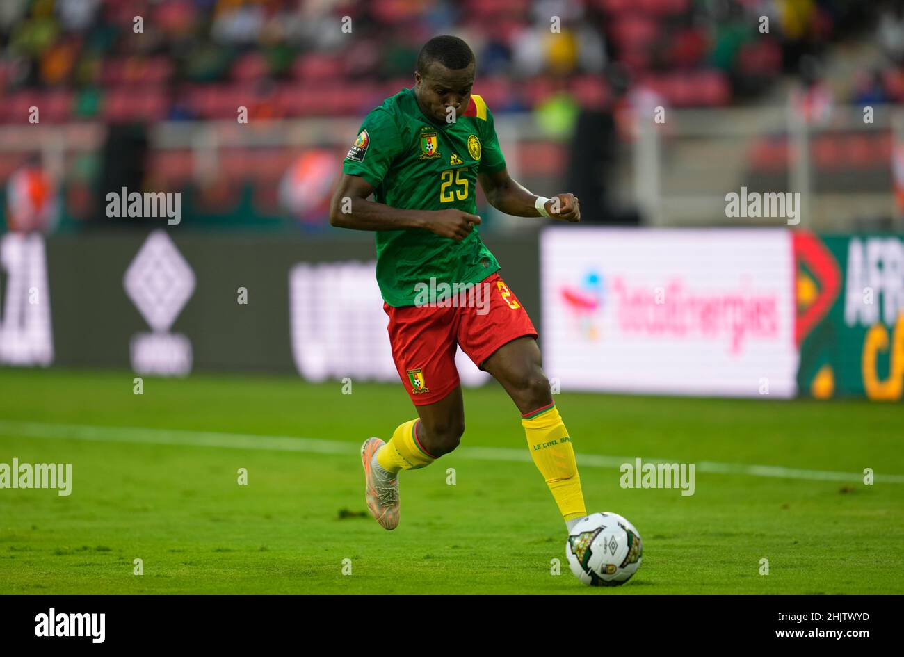 Yaoundé, Cameroon, January, 9, 2022: Nouhou Tolo of Cameroon during Cameroon v Burkina Faso- Africa Cup of Nations at Paul Biya Stadium. Kim Price/CSM. Stock Photo