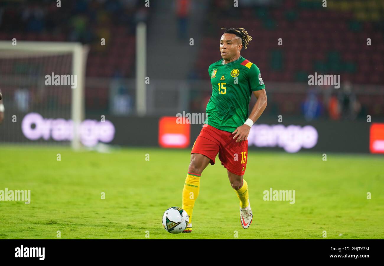 Yaoundé, Cameroon, January, 9, 2022: Pierre Kunde of Cameroon during Cameroon v Burkina Faso- Africa Cup of Nations at Paul Biya Stadium. Kim Price/CSM. Stock Photo