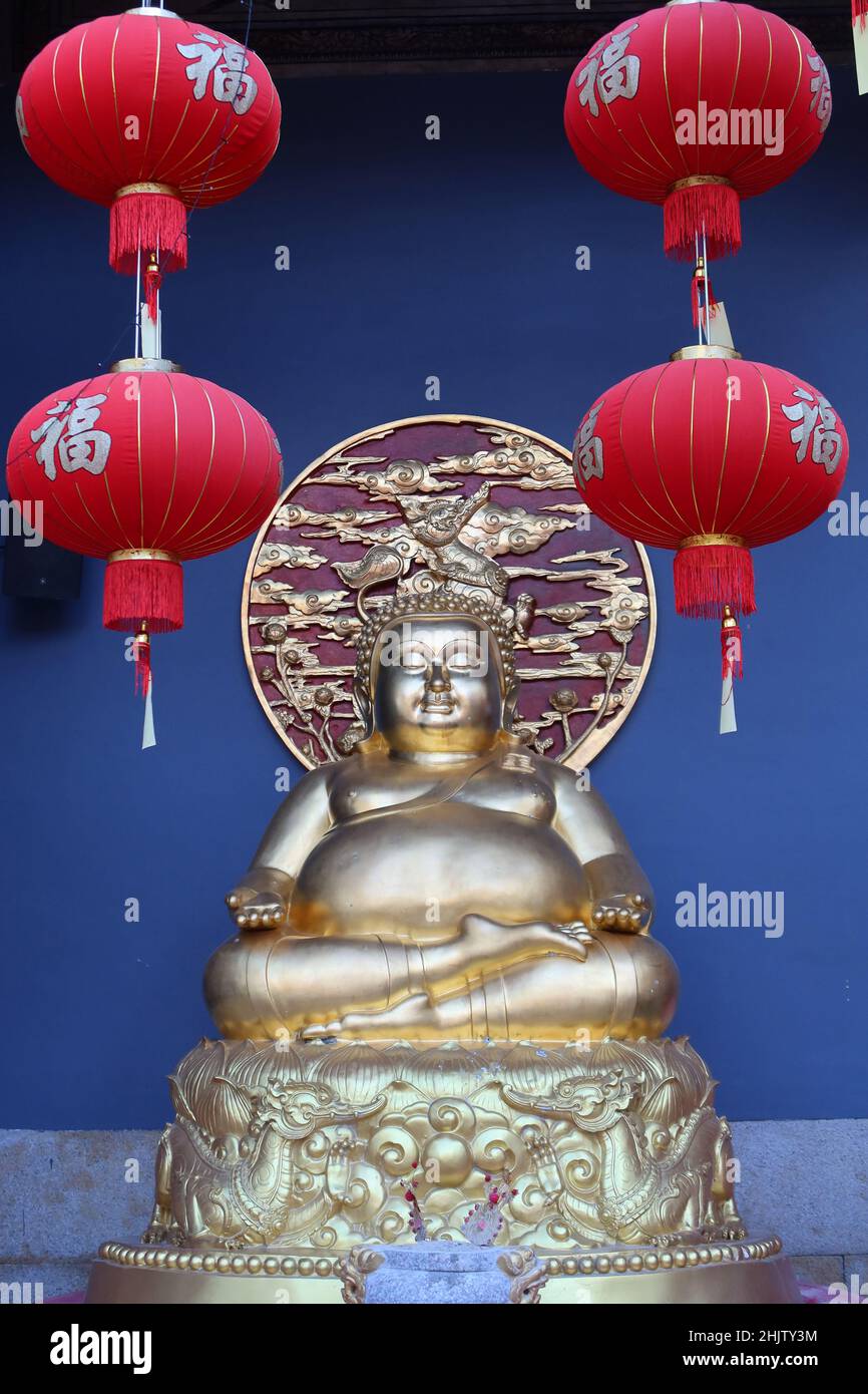 Entrance to Kwang Tung Shrine, Chinatown, Bangkok, Thailand Stock Photo