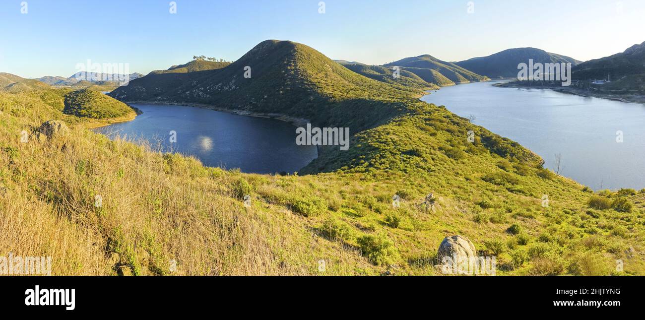 Lake Hodges Panoramic Landscape From Fletcher Point in San Dieguito River Park. Beautiful