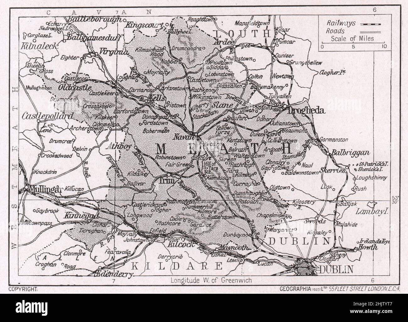 Map of Co. Meath. County Meath (1913 Stock Photo - Alamy