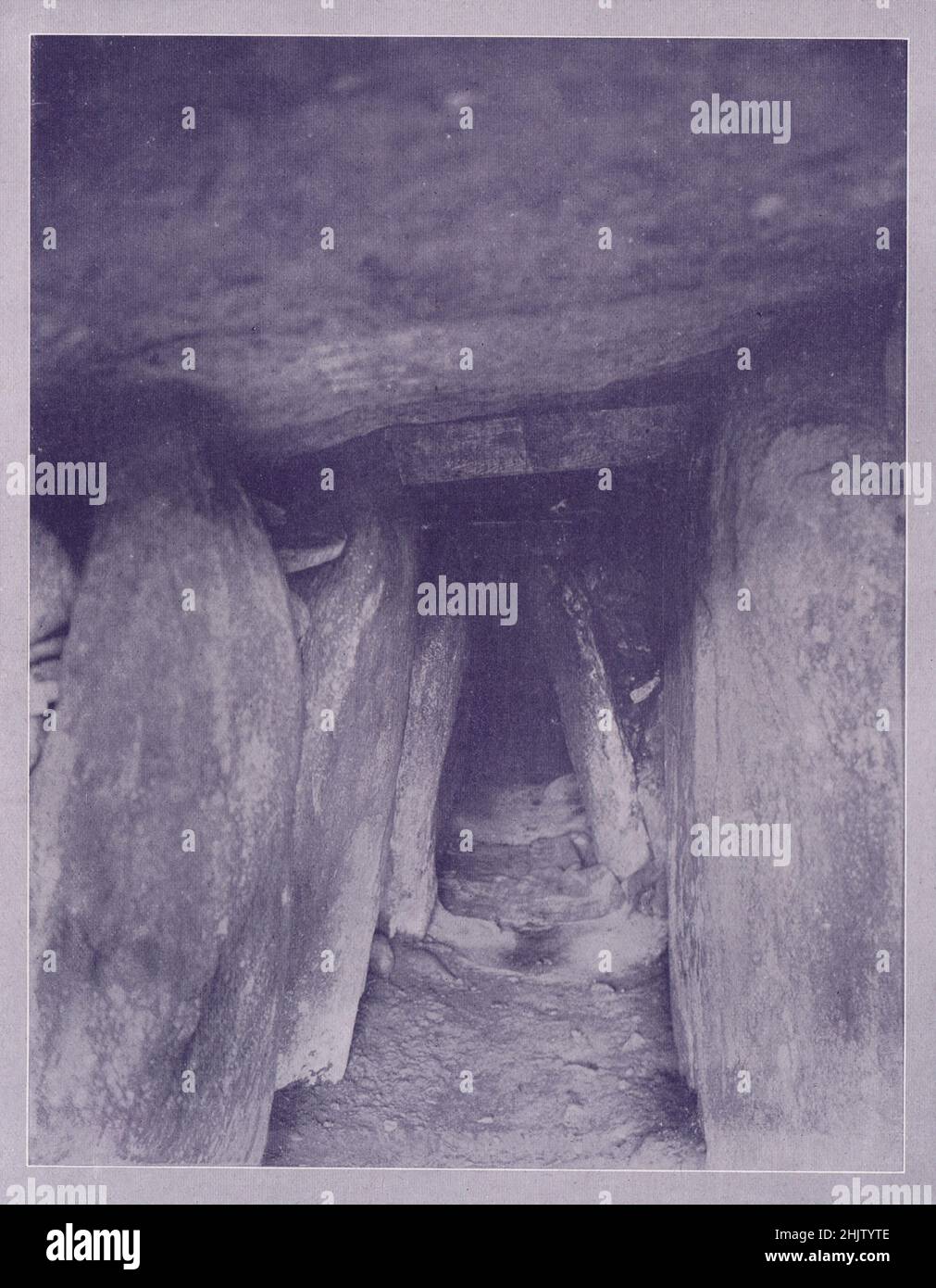 Entrance Passage in Newgrange Tumulus. County Meath (1913 Stock Photo