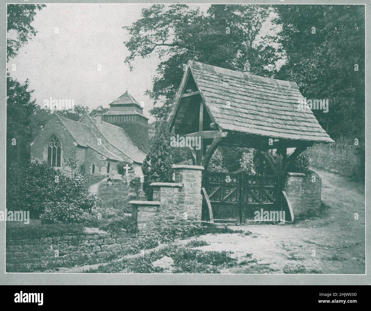 Rockfield Church and Lych-Gate. Monmouthshire (1913) Stock Photo