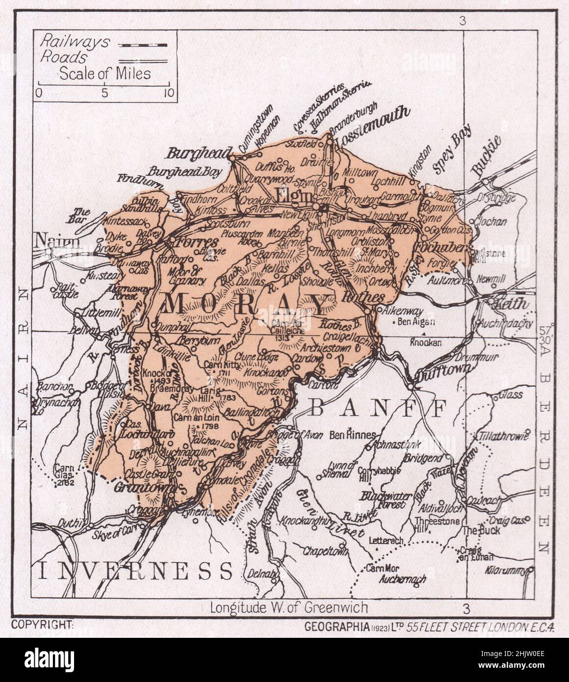 Map of Morayshire (1913 Stock Photo Alamy
