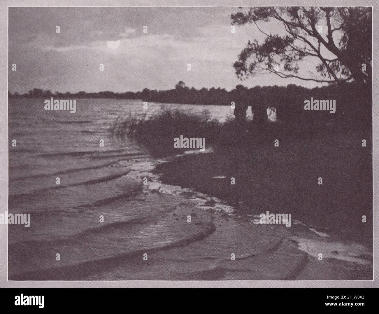 Sunset and Rippling Wave, Filby Broad. Norfolk (1913) Stock Photo
