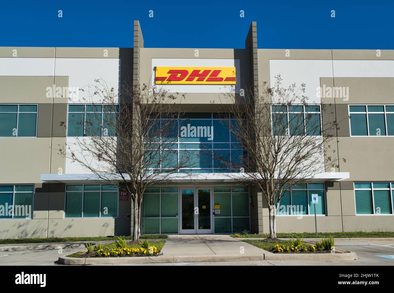 Houston, Texas USA 01302022 DHL business storefront and main