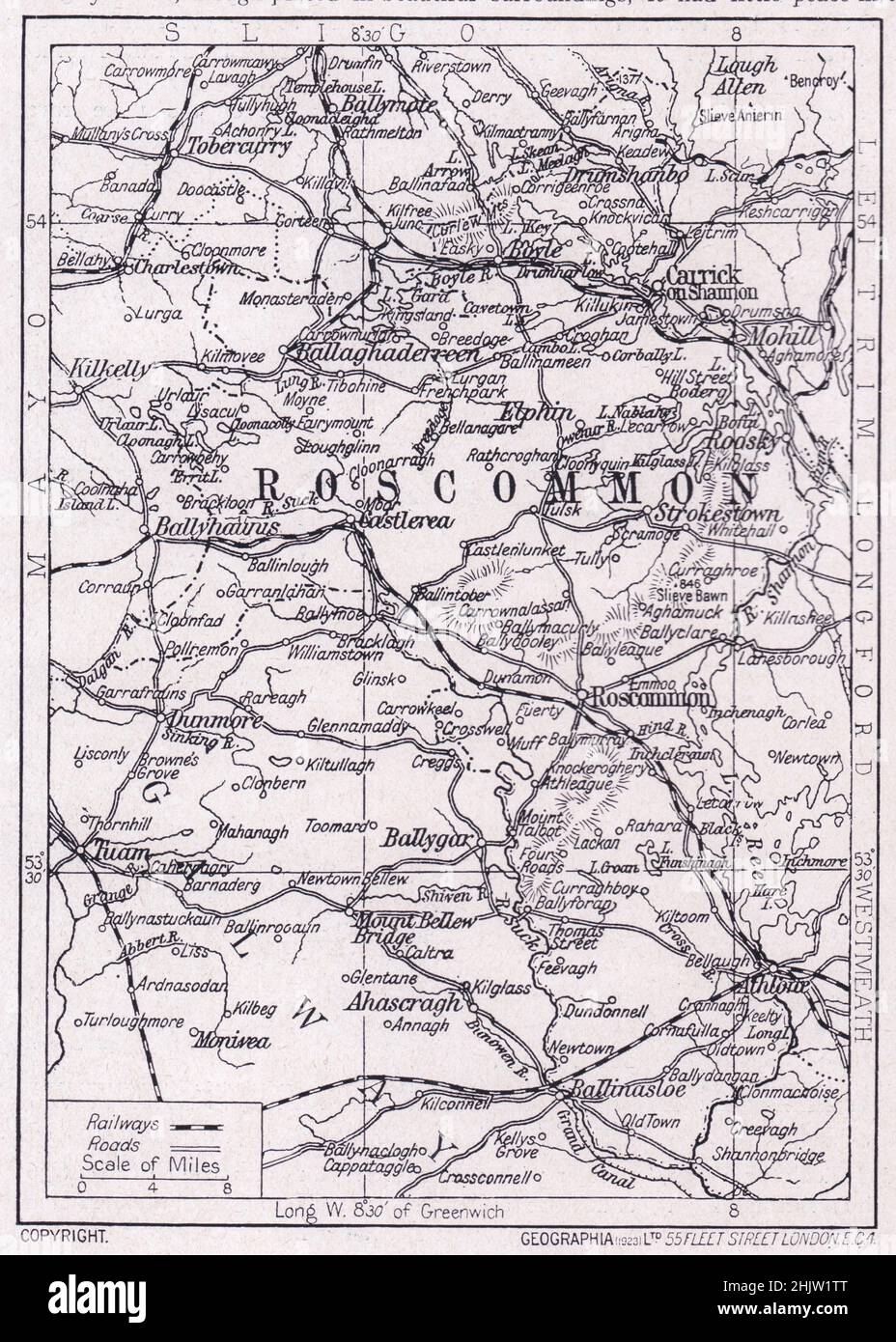 Map of Co. County (1923 Stock Photo Alamy