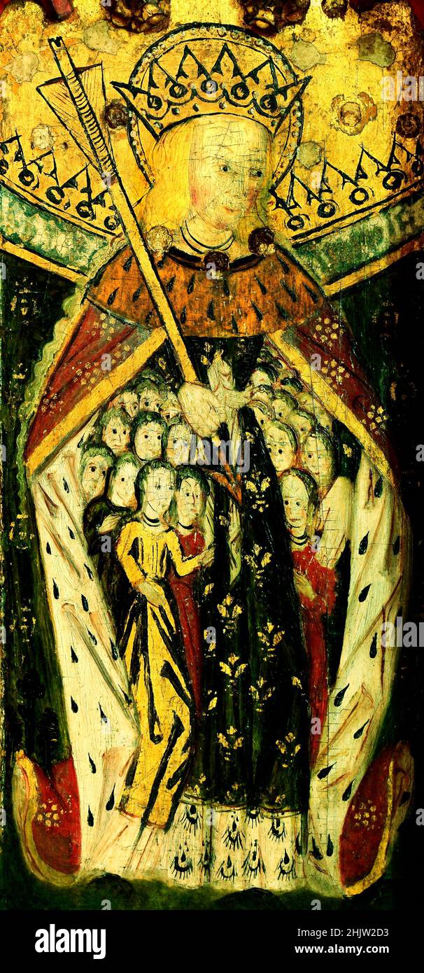 Eye, Suffolk, St. Ursula and 11000 Virgins, rood screen, medieval, painting, England Stock Photo
