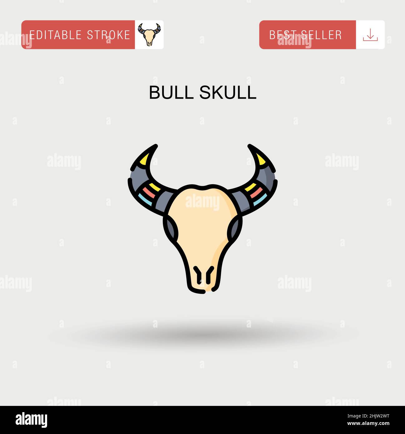 Bull skull Simple vector icon. Stock Vector
