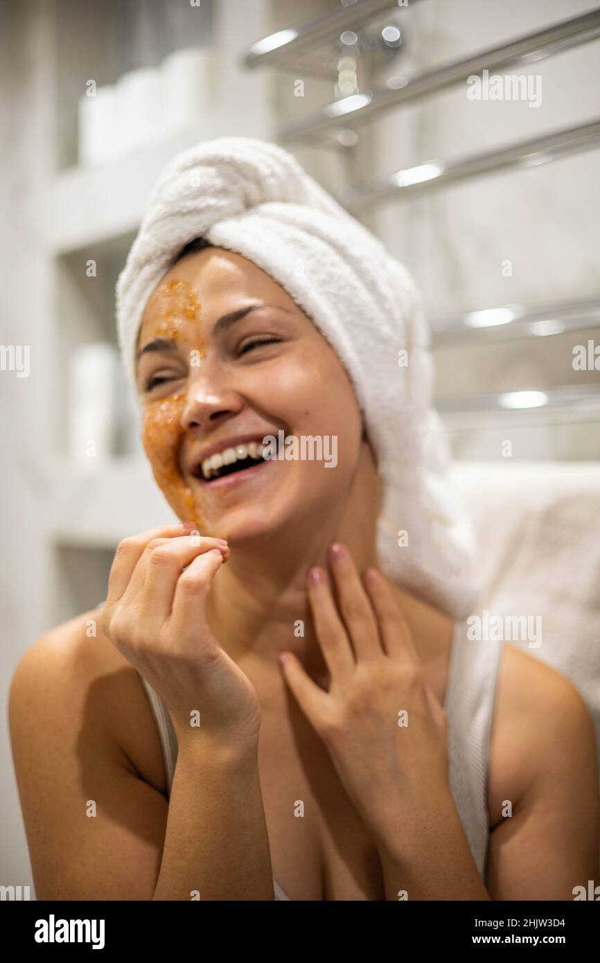 Woman peeling skin face hi-res stock photography and images - Alamy