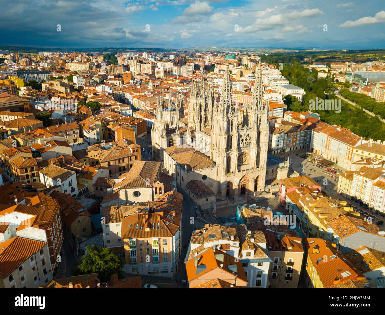 Aerial view on the Cathedral of Burgos. Castilla y Leon.  Stock Photo