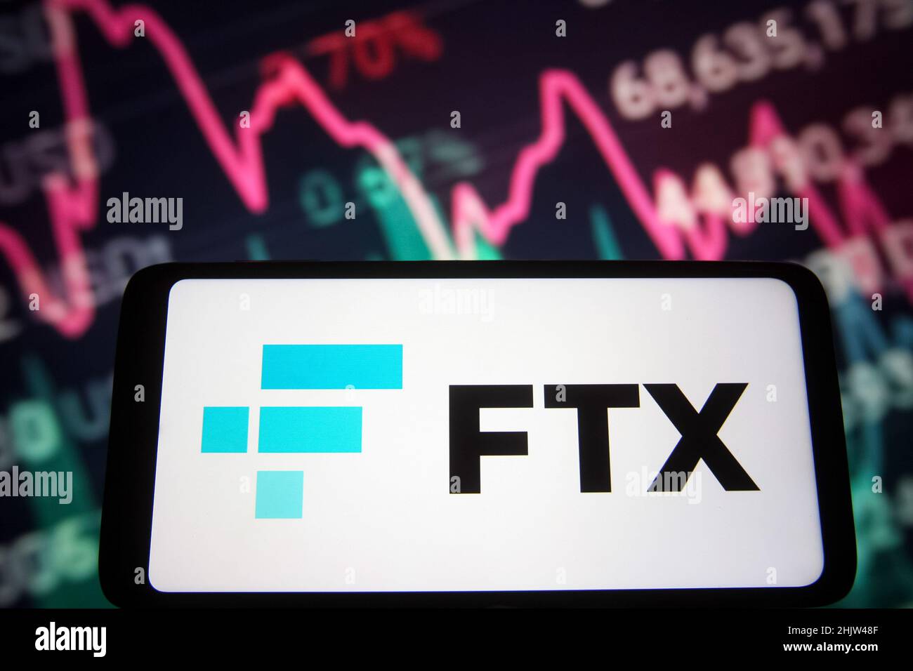 Ukraine. 31st Jan, 2022. In this photo illustration, a FTX logo of a cryptocurrency exchange is seen on a smartphone screen. Credit: SOPA Images Limited/Alamy Live News Stock Photo