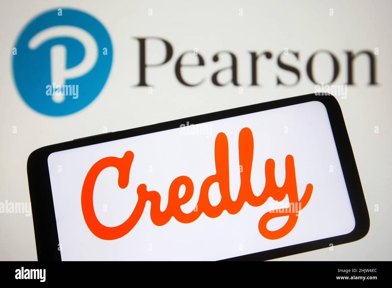 In this photo illustration, a Credly logo is seen on a smartphone ...