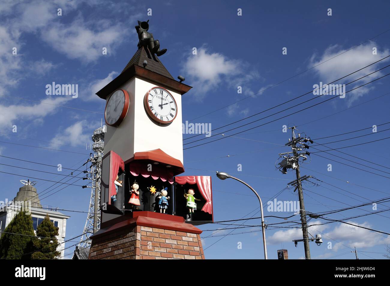 iida, nagano, japan, 2021/27/11 , Iida city puppet clock tower during ...
