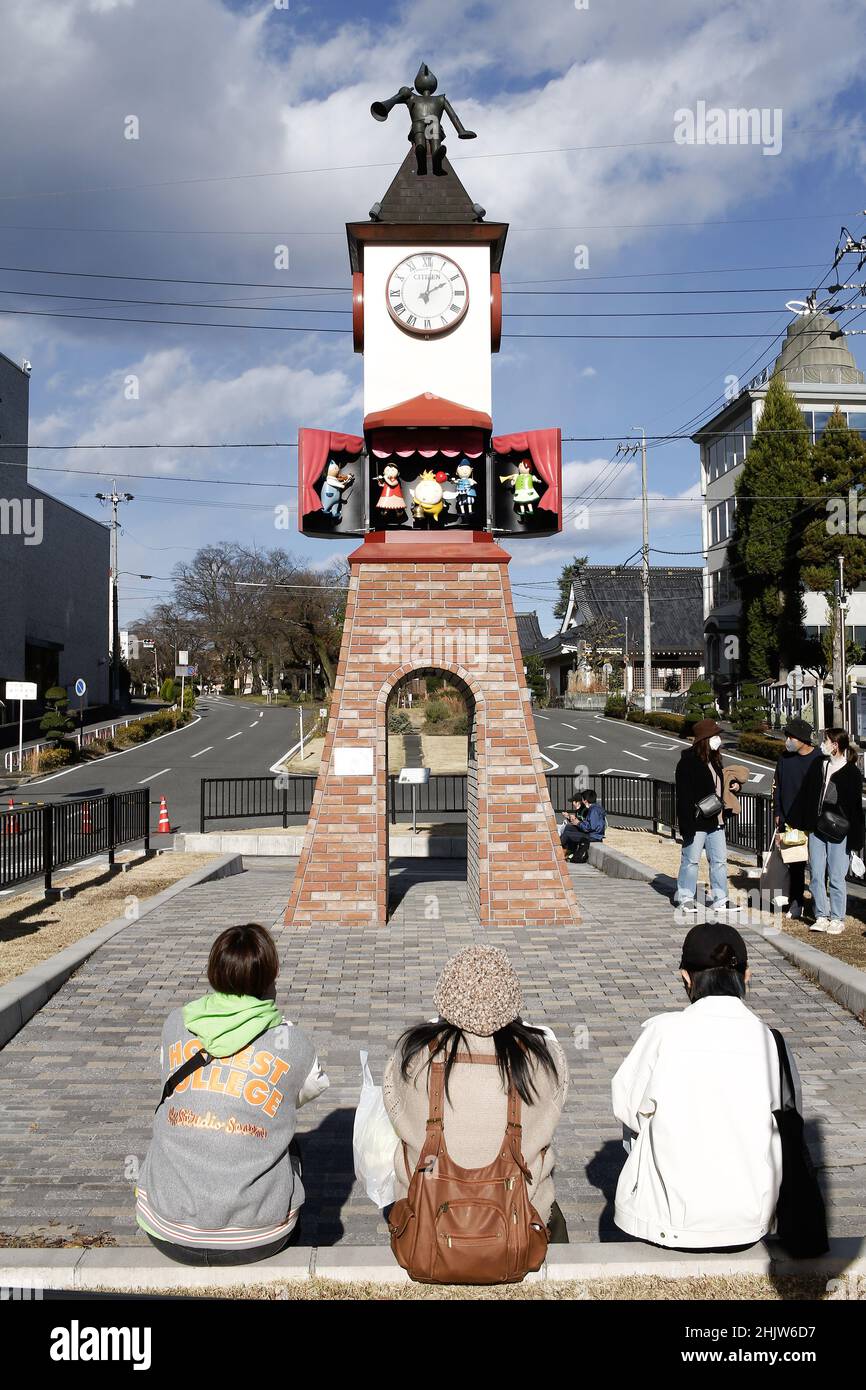 iida, nagano, japan, 2021/27/11 , Iida city puppet clock tower during ...
