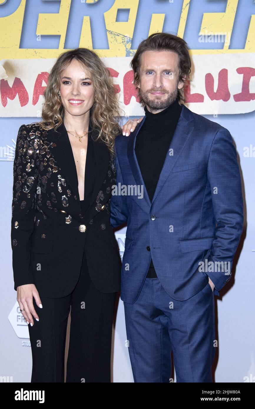 Elodie Fontan and Philippe Lacheau attending the Super Heros Malgre Lui