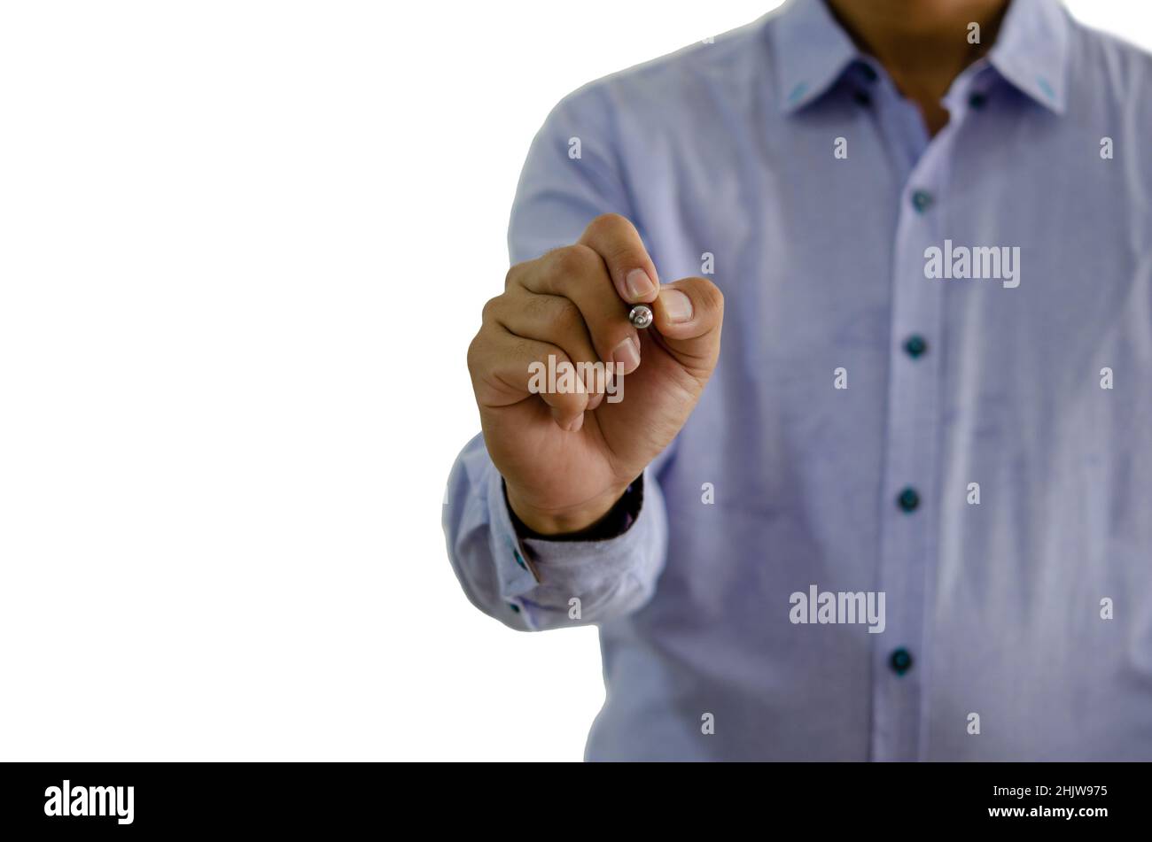 hand holding a pen writing on a white background.Clipping path Stock ...