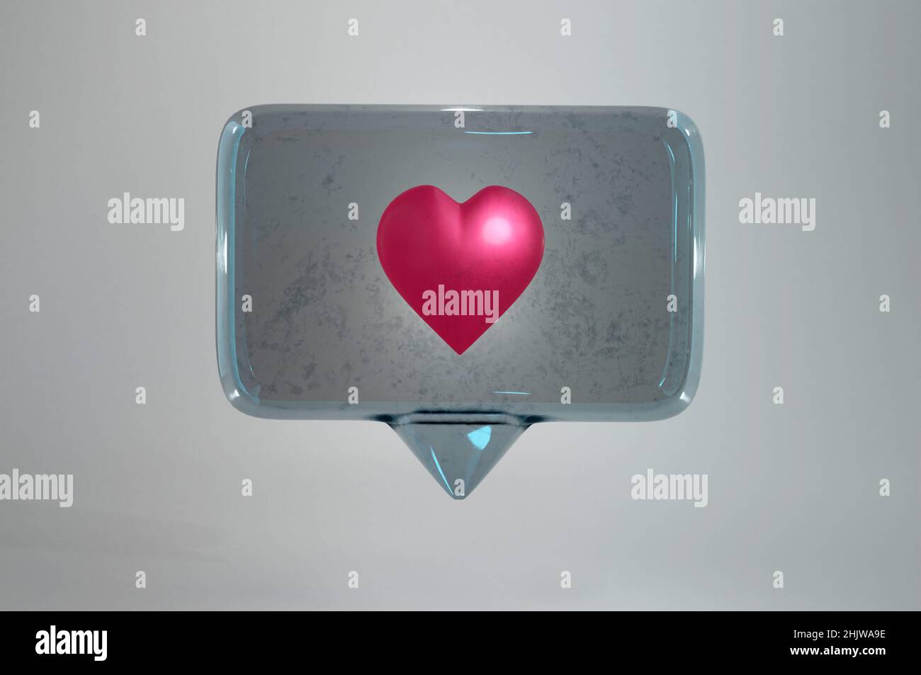3d illustration. pink heart inside of a white pin on a white background ...