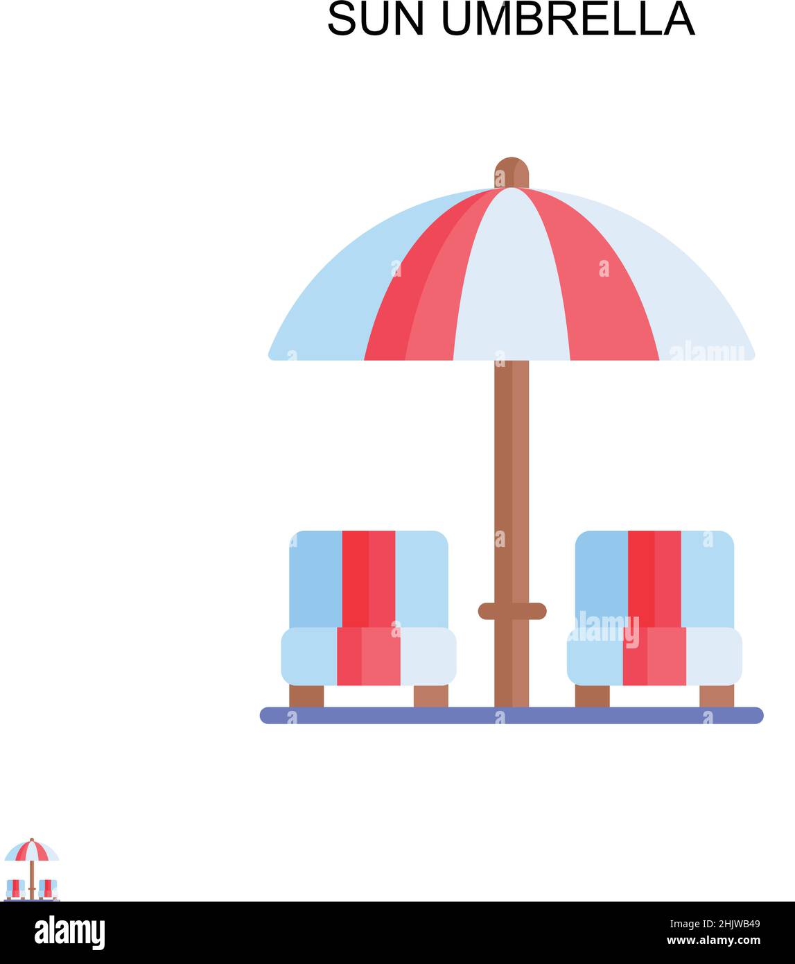 Sun umbrella Simple vector icon. Illustration symbol design template ...