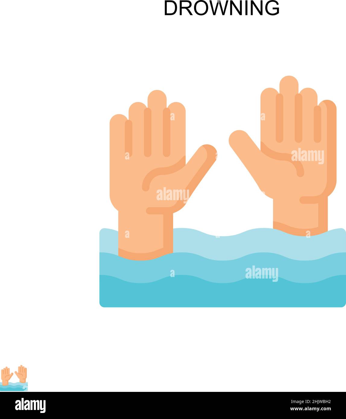 Drowning Simple vector icon. Illustration symbol design template for web mobile UI element. Stock Vector