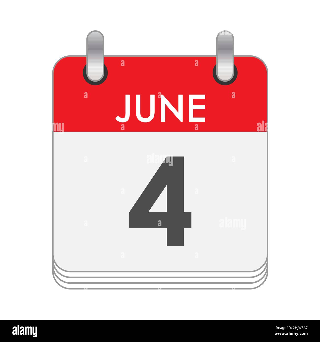 JUNE 4. A leaf of the flip calendar with the date of JUNE 4. Flat style ...