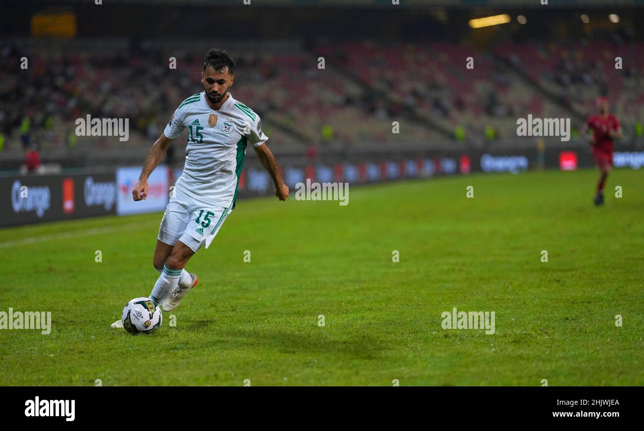 Douala, Cameroon, January, 16, 2022: Farid Boulaya of Algeria during Algeria versus Equatorial Guinea- Africa Cup of Nations at Japoma stadium. Kim Price/CSM. Stock Photo
