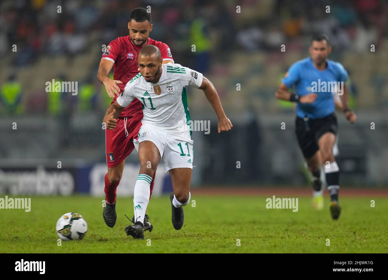 Douala, Cameroon, January, 16, 2022: Yacine Brahimi of Algeria during Algeria versus Equatorial Guinea- Africa Cup of Nations at Japoma stadium. Kim Price/CSM. Stock Photo