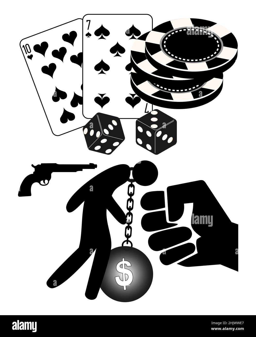 Debt-collectors with deadly force against person who cannot clear his gambling debts Stock Photo
