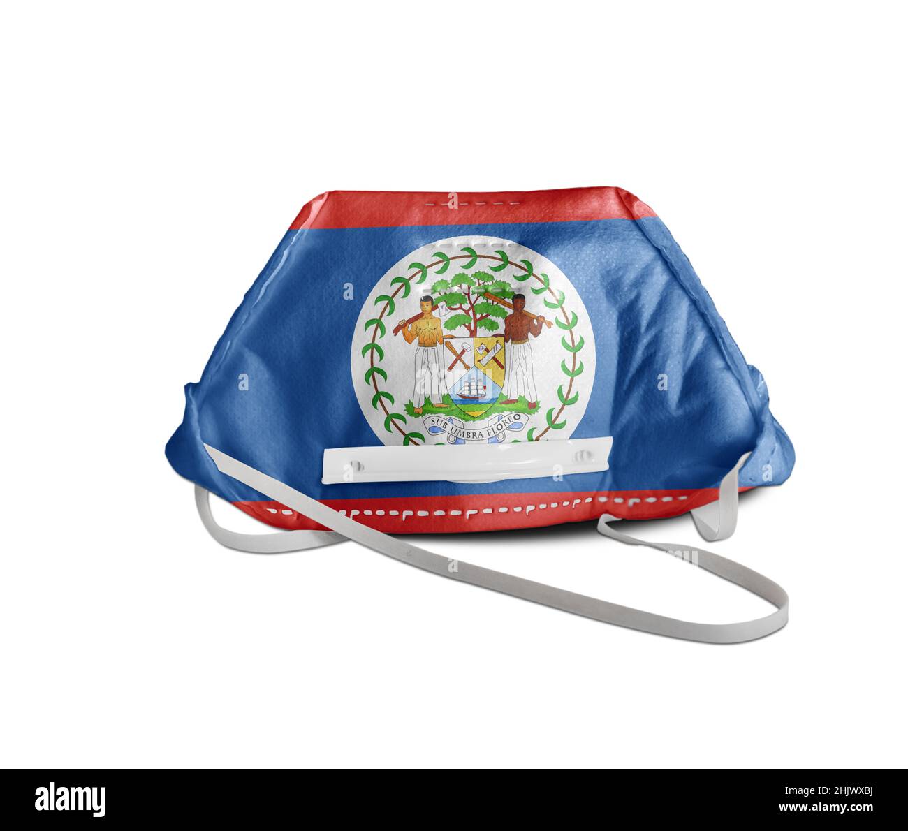 Belize flag on anti pollution mask medical protection Stock Photo
