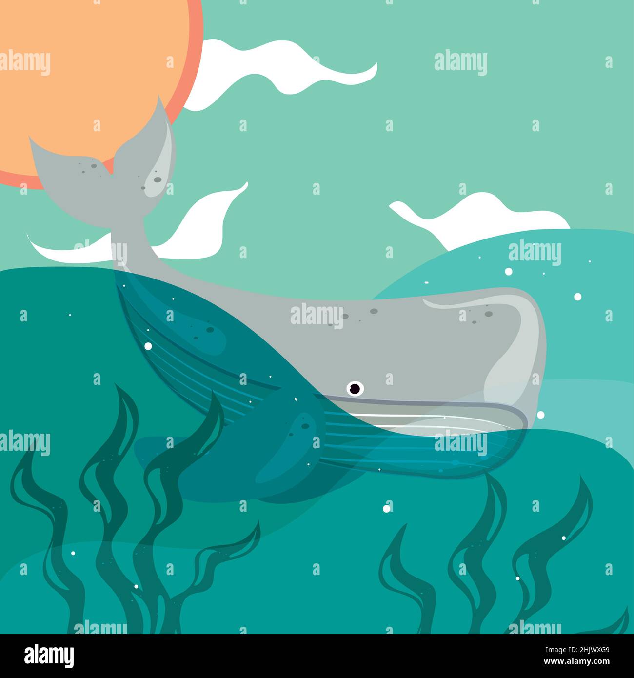 whale swim in the sea Stock Vector Image & Art - Alamy