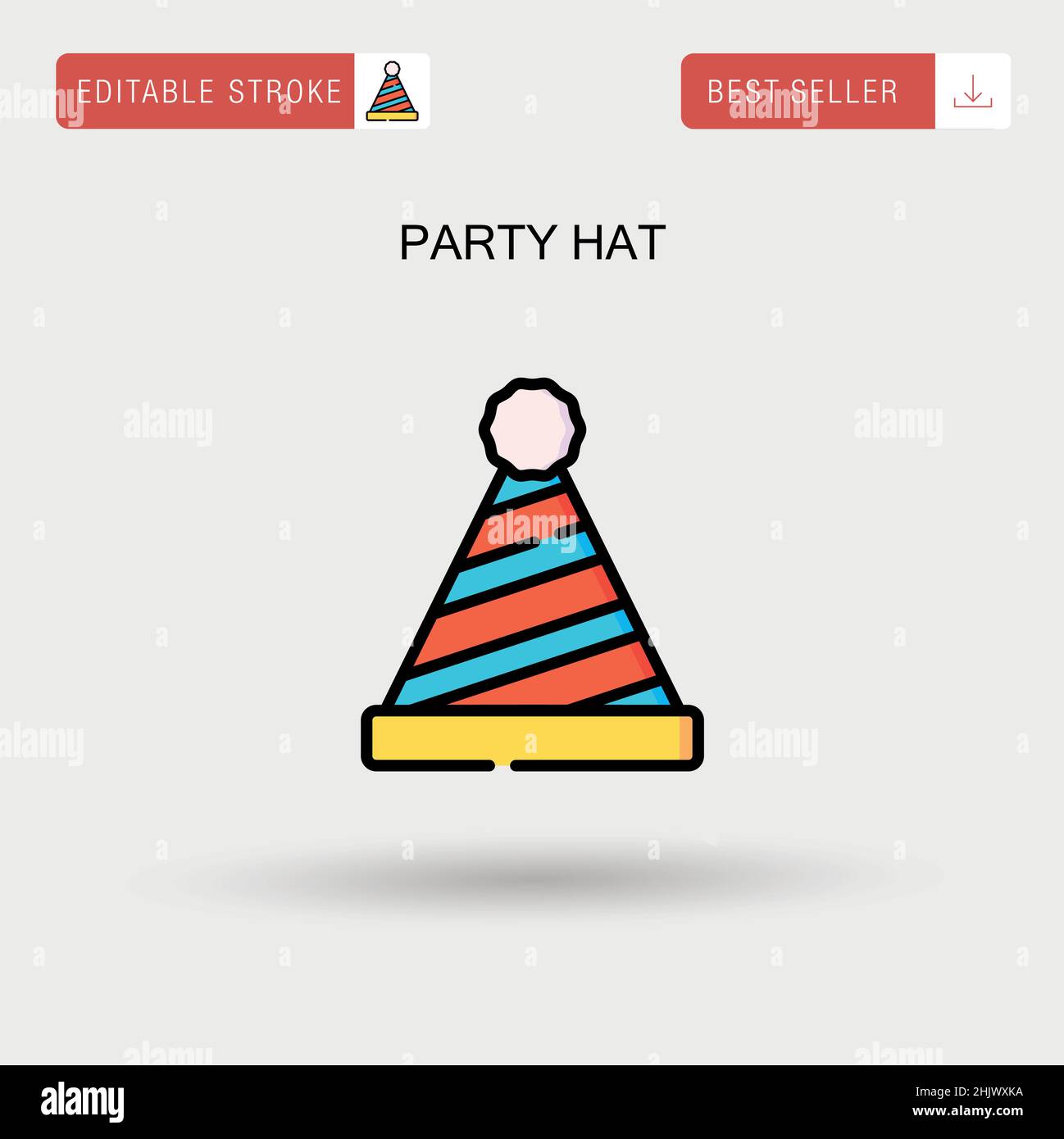 Cone Shaped Birthday Party Hat with Stripes and Ribbons Stock Illustration  - Illustration of surprise, white: 53593353