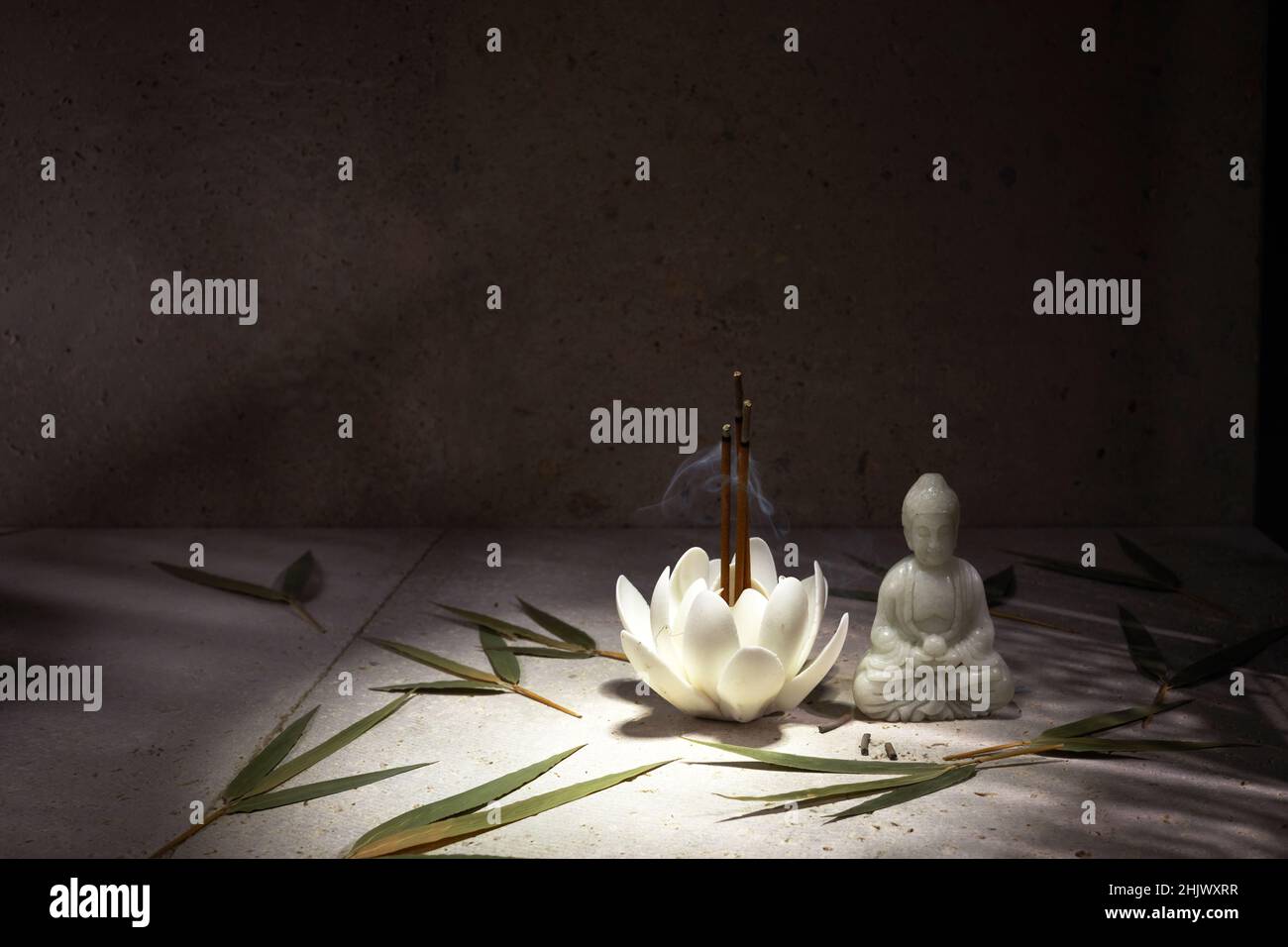 Burning aromatic incense sticks. Incense for praying Buddha. Zen