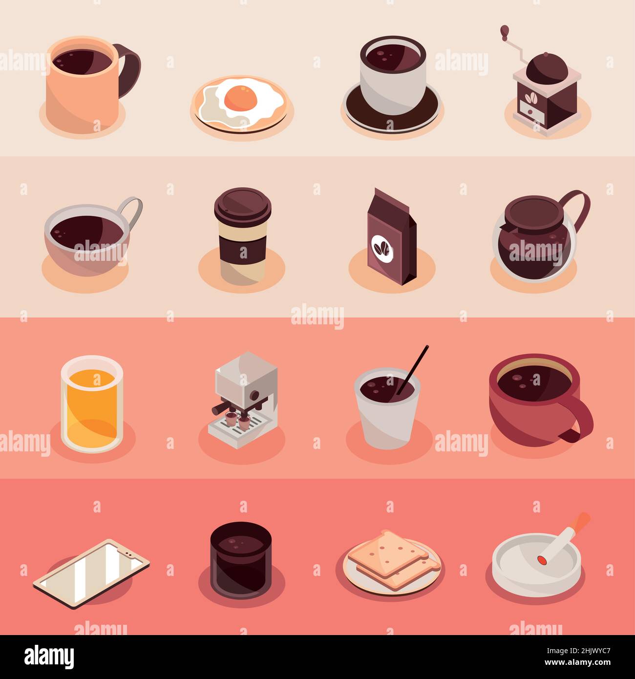 coffee isometric icons Stock Vector