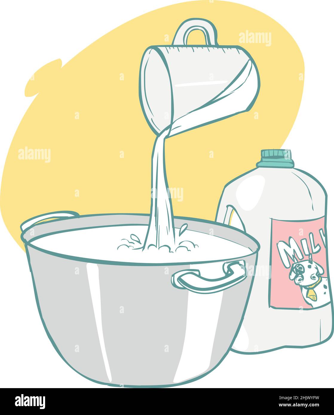 pouring milk into pot with measure Stock Vector Image & Art Alamy