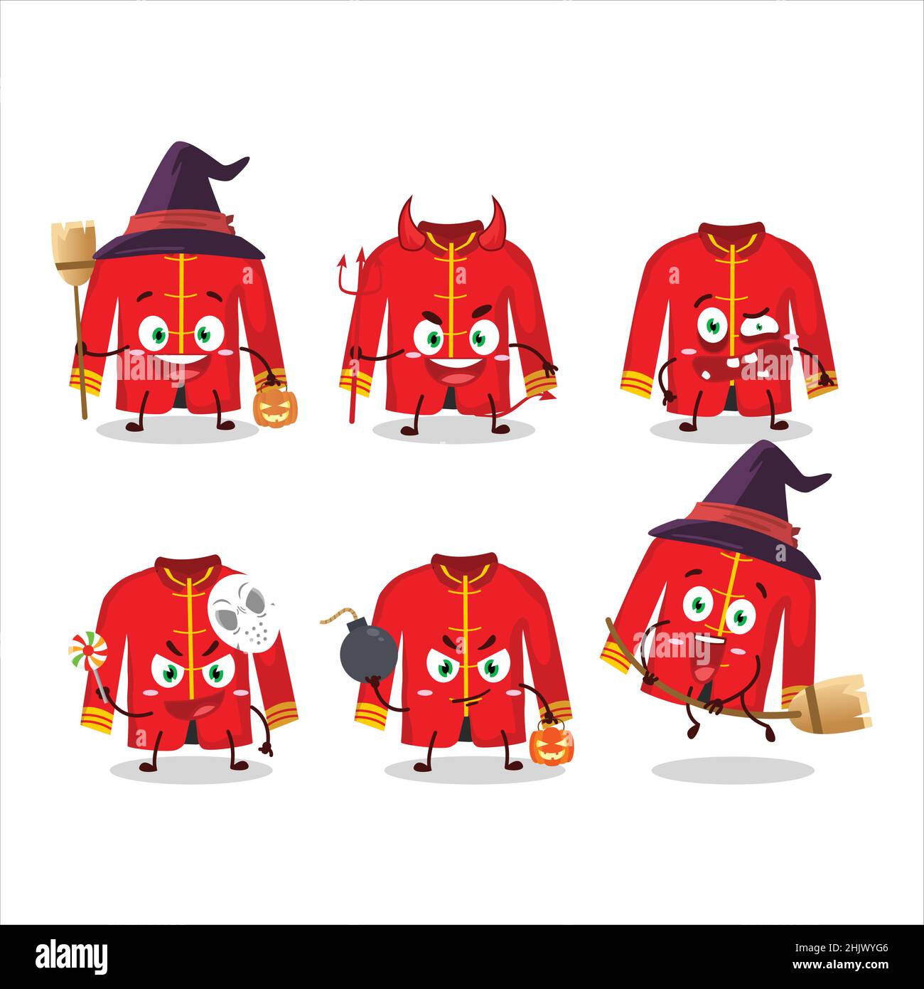 Halloween expression emoticons with cartoon character of red chinese ...