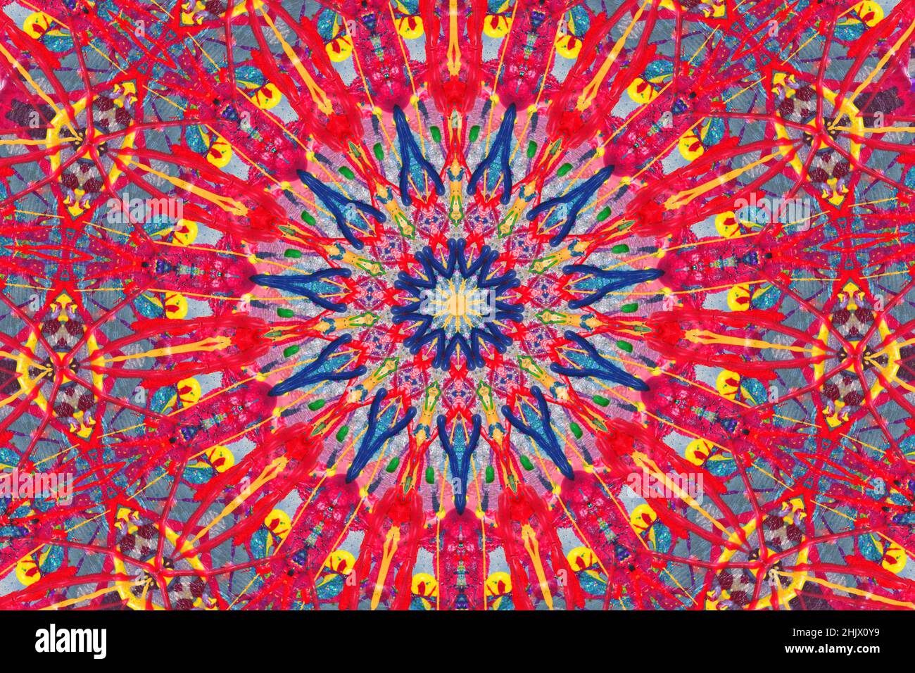 Hand Painted Background With Colorful Paint Kaleidoscope Filer Added Stock Photo