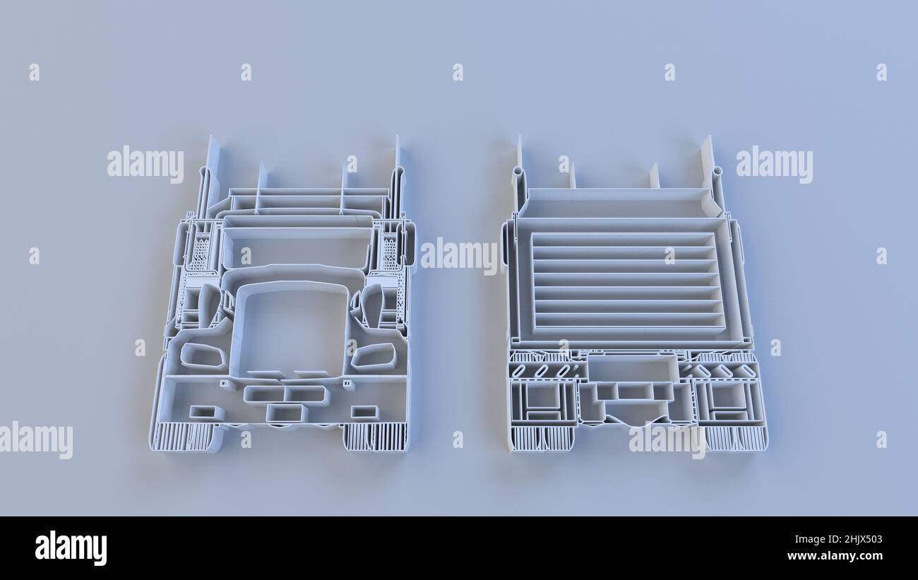Abstract representation of vehicles on the paper Stock Photo