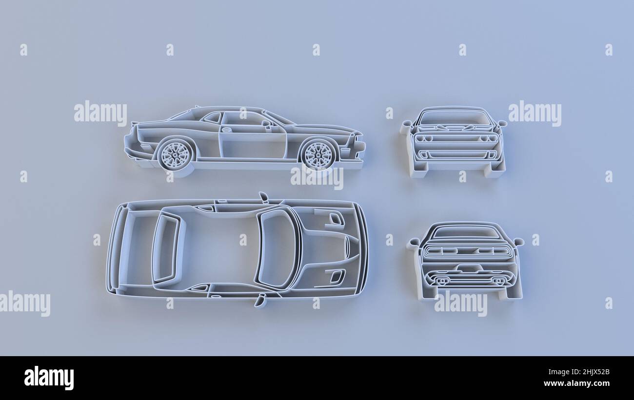 Abstract representation of vehicles on the paper Stock Photo