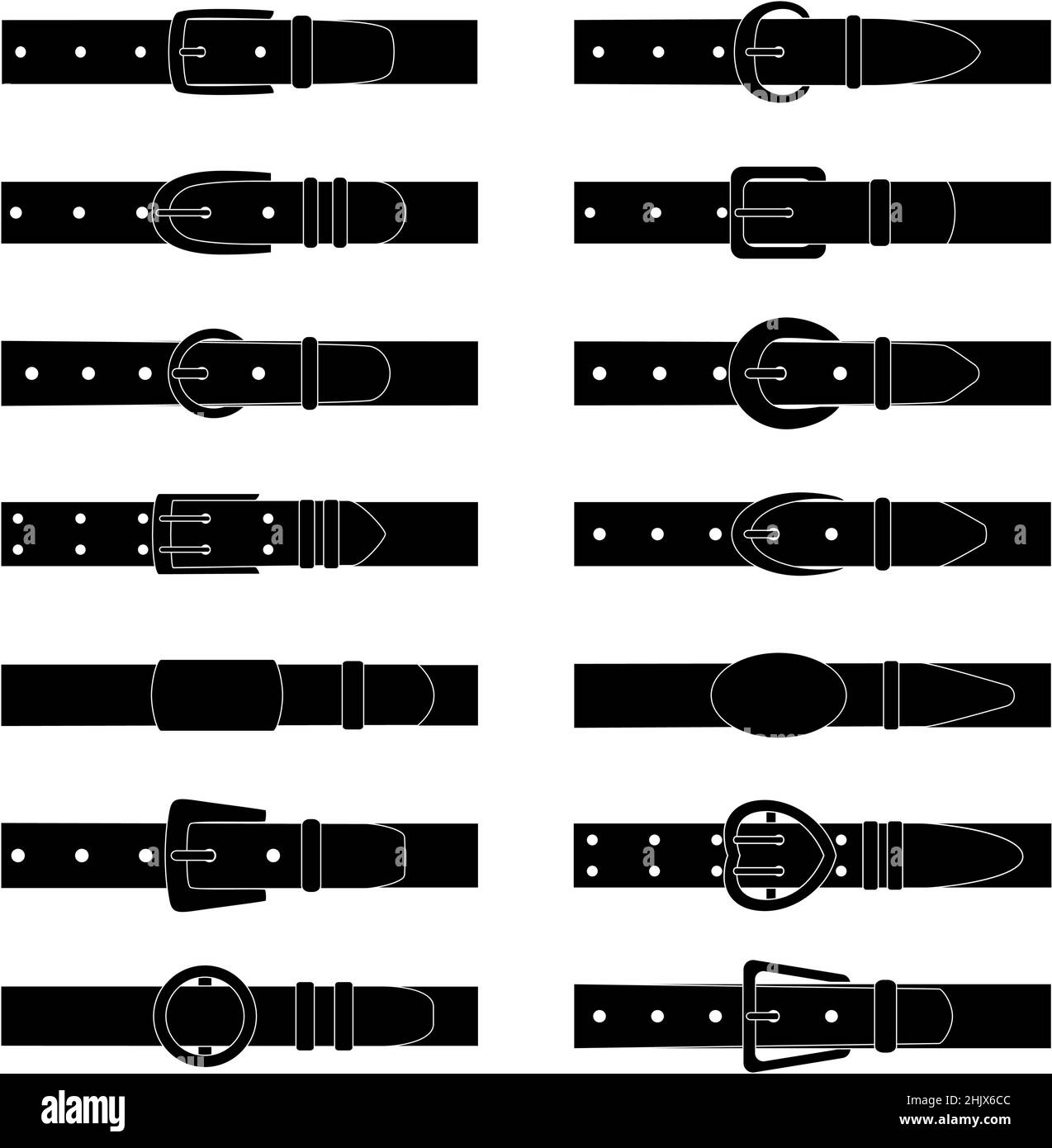 Set of black silhouettes of belts, vector illustration Stock Vector ...