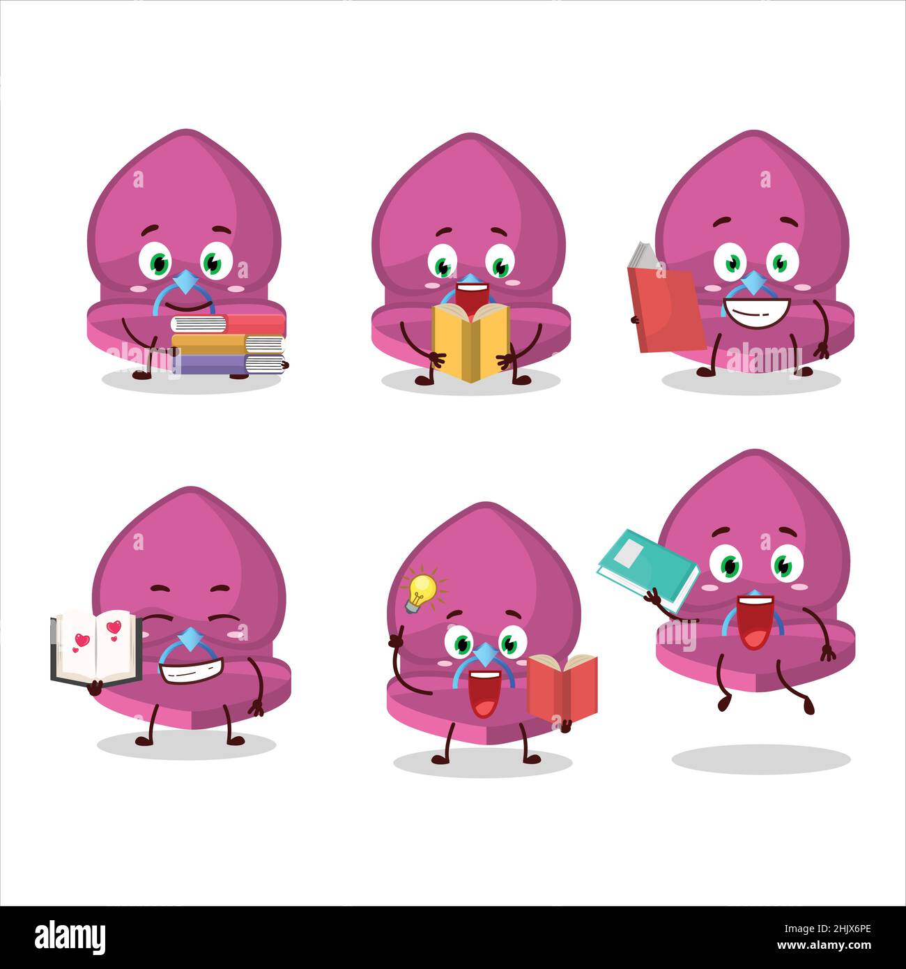 A picture of pink love ring box cartoon character concept reading an ...