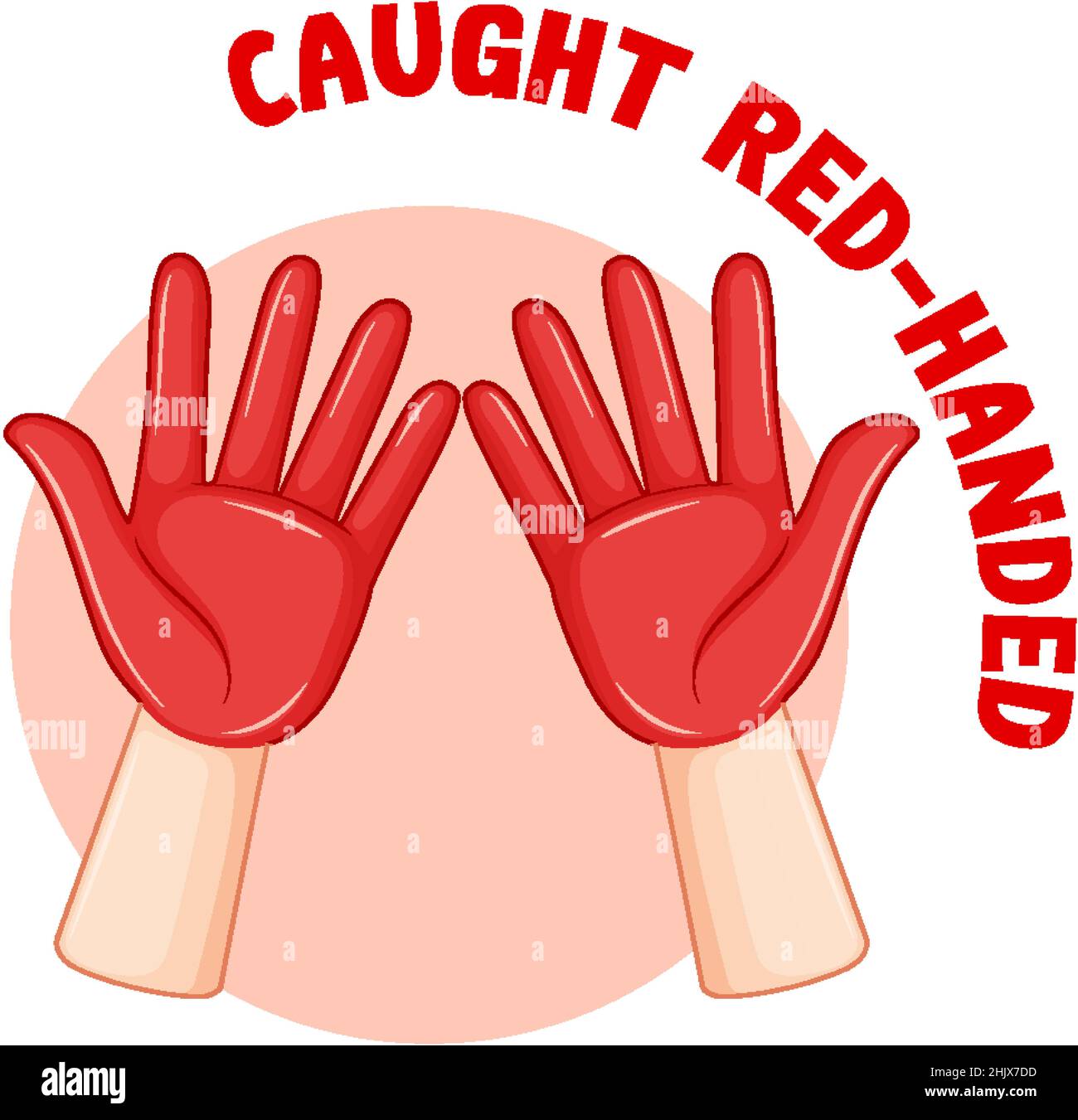 English idiom with caught redhanded illustration Stock Vector Image