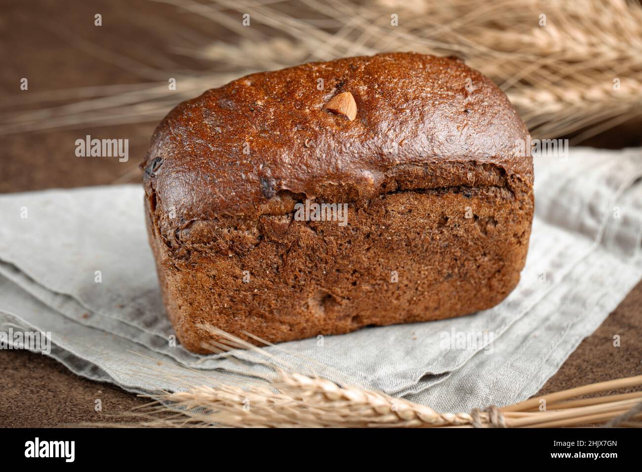 Fresh baked rye bread with dried fruits and nuts Stock Photo Alamy