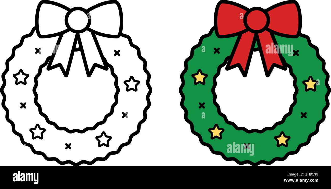 Christmas wreath icon on white background, vector illustration Stock Vector