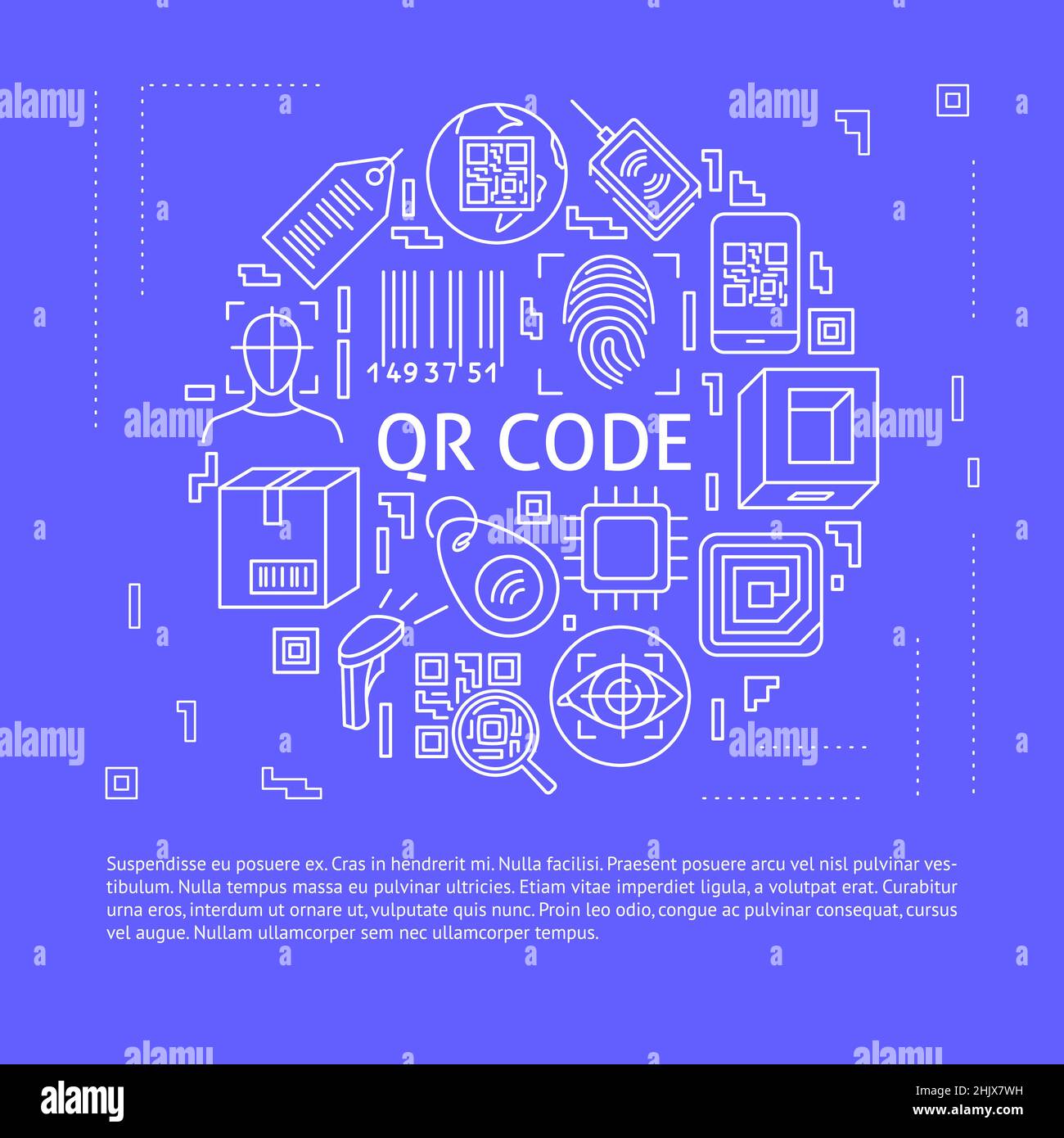 Qr code banner template with place for text. Poster with qrcode and ...