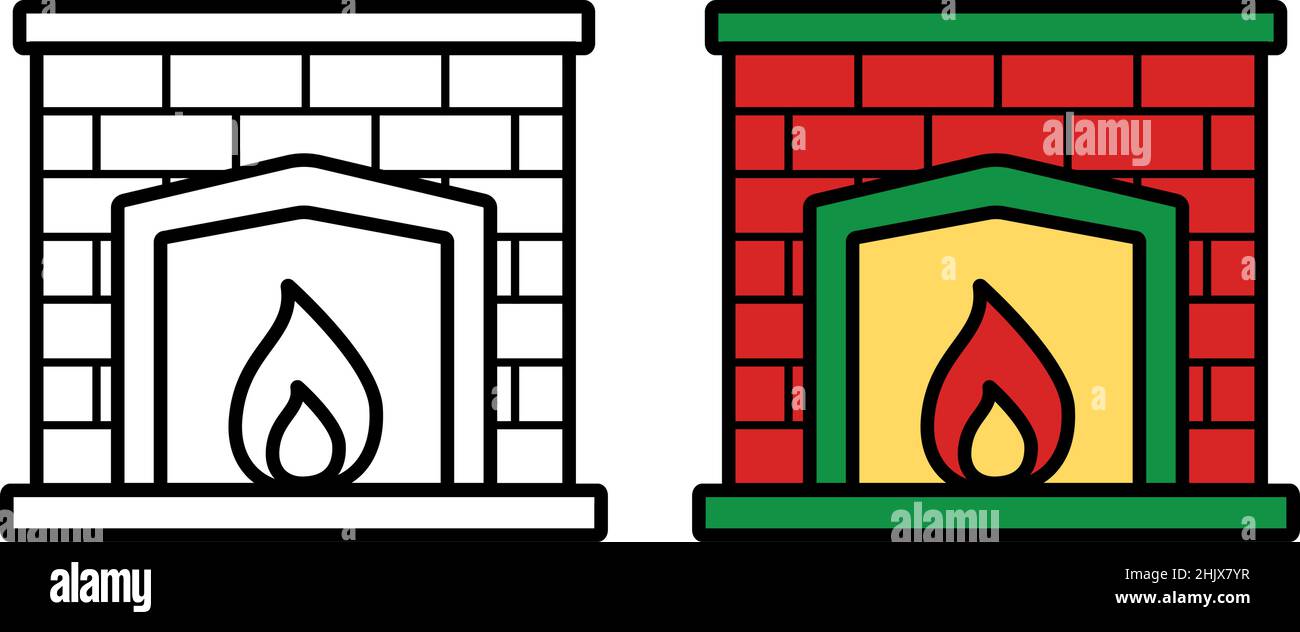 Fireplace icon on white background, vector illustration Stock Vector