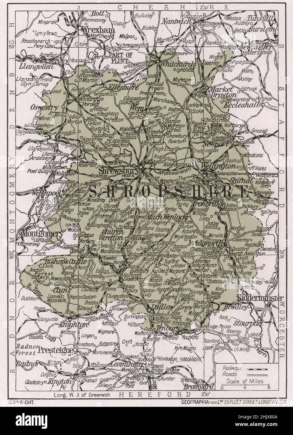 Map of Shropshire (1923 Stock Photo Alamy